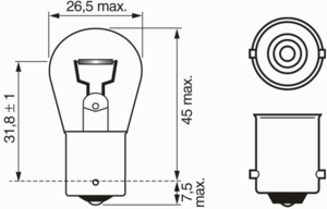Лампа накаливания BOSCH 1 987 302 201 (фонарь указателя поворота, противотуманная фара, внутреннее освещение, стояночные огни / габаритные фонари) - Фото 1