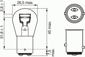 Лампа накаливания BOSCH 1 987 302 202 (фонарь указателя поворота, противотуманная фара, внутреннее освещение, стояночные огни / габаритные фонари)