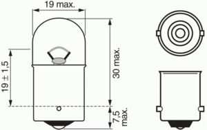 Лампа накаливания BOSCH 1 987 302 203 (фонарь указателя поворота, противотуманная фара, внутреннее освещение, стояночные огни / габаритные фонари)