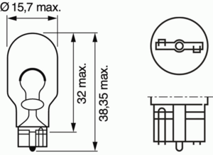 Лампа накаливания BOSCH 1 987 302 205 (фонарь указателя поворота, противотуманная фара, внутреннее освещение, стояночные огни / габаритные фонари)