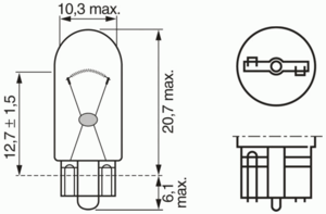 Лампа накаливания BOSCH 1 987 302 206 (фонарь указателя поворота, противотуманная фара, внутреннее освещение, стояночные огни / габаритные фонари)