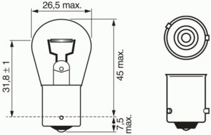 Лампа накаливания BOSCH 1 987 302 213 (фонарь указателя поворота, противотуманная фара, внутреннее освещение, стояночные огни / габаритные фонари)