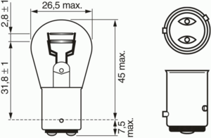 Лампа розжарювання BOSCH 1 987 302 215 (ліхтар покажчика повороту, протитуманні фари, внутрішнє освітлення, стоянкові вогні / габаритні ліхтарі)
