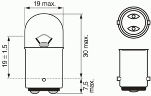 Лампа накаливания BOSCH 1 987 302 237 (фонарь указателя поворота, противотуманная фара, внутреннее освещение, стояночные огни / габаритные фонари)