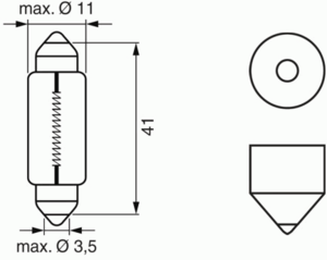 Лампа накаливания BOSCH 1 987 302 210 (фонарь указателя поворота, противотуманная фара, внутреннее освещение, стояночные огни / габаритные фонари)