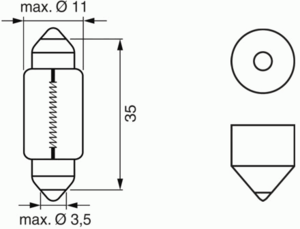 Лампа накаливания BOSCH 1 987 302 211 (фонарь указателя поворота, противотуманная фара, внутреннее освещение, стояночные огни / габаритные фонари)