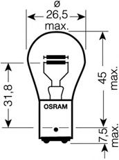 Лампа накаливания OSRAM 7537 (фонарь указателя поворота, фонарь сигнала торможения/задний габаритный огонь, фара заднего хода, противотуманная фара)