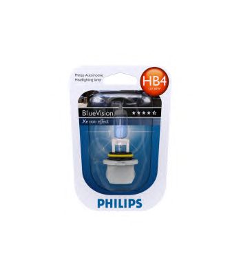Лампа накаливания PHILIPS 9006 BV+B1 BlueVision (фара дальнего света, противотуманная фара) - Фото 1