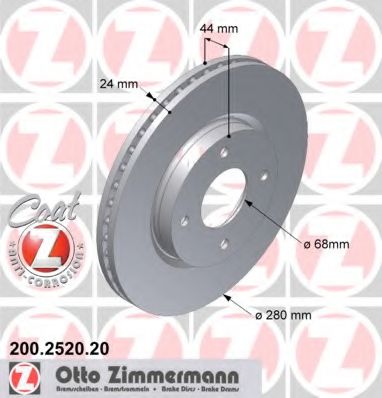 Тормозной диск ZIMMERMANN 200.2520.20 - Фото 1