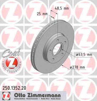 Тормозной диск ZIMMERMANN 250.1352.20