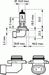 Лампа накаливания PHILIPS 9006 PRB1 (фара дальнего света, противотуманная фара) - Фото 2