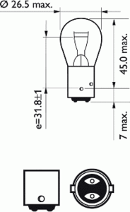 Лампа розжарювання PHILIPS 12594B2 (ліхтар сигналу гальмування / задній габаритний вогонь, задня протитуманна фара) - Фото 1