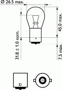 Лампа накаливания PHILIPS 12498 VPB2 (фара дальнего света, фонарь указателя поворота, фонарь освещения номерного знака, стояночные огни / габаритные фонари) - Фото 2
