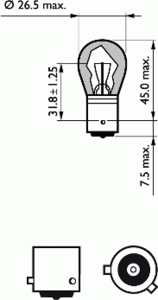 Лампа накаливания, фонарь указателя поворота PHILIPS 12496 LLCP - Фото 2