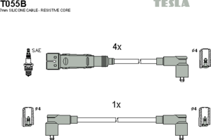 Комплект высоковольтных проводов TESLA T055B