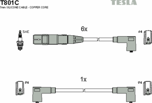 Комплект высоковольтных проводов TESLA T801C