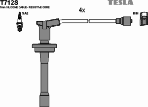 Комплект высоковольтных проводов TESLA T712S