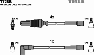 Комплект высоковольтных проводов TESLA T728B