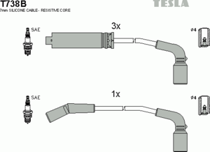 Комплект высоковольтных проводов TESLA T738B