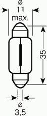 Лампа накаливания OSRAM 6461 (фонарь освещения номерного знака, внутреннее освещение, фонарь освещения багажника) - Фото 1