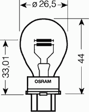Лампа накаливания OSRAM 3157 (фонарь указателя поворота, внутреннее освещение, стояночные огни / габаритные фонари, фонарь освещения номерного знака) - Фото 1