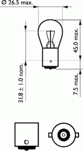 Лампа накаливания PHILIPS 12498 ECOB2 (фара дальнего света, фонарь указателя поворота, фонарь освещения номерного знака, стояночные огни / габаритные фонари) - Фото 2