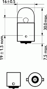 Лампа накаливания PHILIPS 12814 B2 (фонарь указателя поворота, фонарь освещения номерного знака, стояночные огни / габаритные фонари, внутреннее освещение) - Фото 2