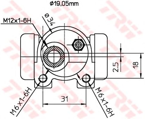 Колесный тормозной цилиндр TRW BWD124 - Фото 1