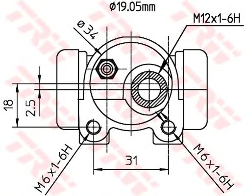 Колесный тормозной цилиндр TRW BWD133 - Фото 1