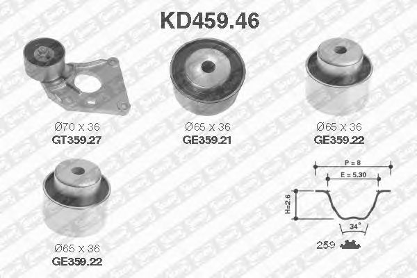Комплект ремня ГРМ SNR KD459.46