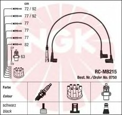 Комплект высоковольтных проводов NGK RCMB215 - Фото 1