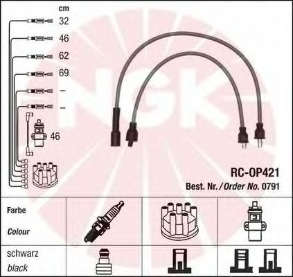 Комплект высоковольтных проводов NGK RCOP421 - Фото 1