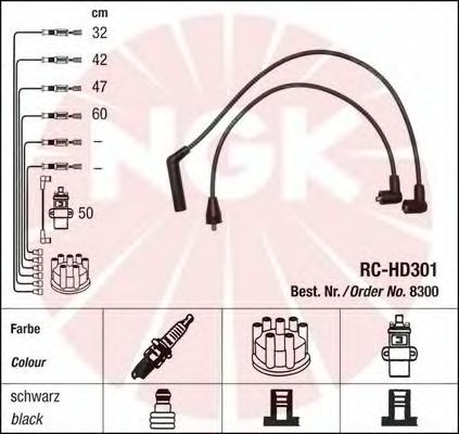 Комплект высоковольтных проводов NGK RCHD301 - Фото 1