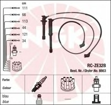 Комплект высоковольтных проводов NGK RCZE32B