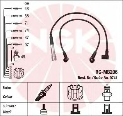 Комплект высоковольтных проводов NGK RCMB206 - Фото 1