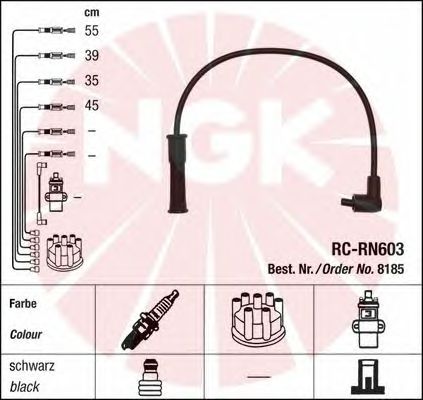 Комплект високовольтних проводів NGK 8185 - Фото 1