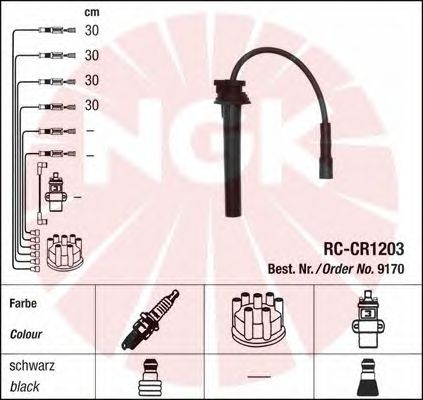 Комплект высоковольтных проводов NGK RCCR1203