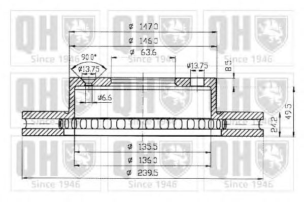 Тормозной диск QUINTON HAZELL BDC3236 - Фото 1