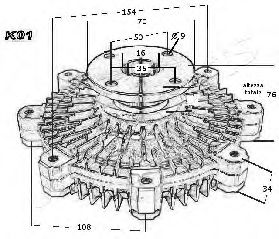Вязкостная муфта вентилятора охлаждения JAPANPARTS VC-K01 - Фото 2