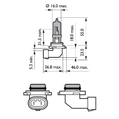 Лампа розжарювання PHILIPS 9005BVUB1 (покажчик повороту, сигнал гальмування, освітлення номерного знака, задня протитуманна фара, фара заднього ходу, внутрішнє освітлення, ліхтар встановлений у двері, освітлення багажника, подкапотная лампа, стоянкові вог - Фото 1
