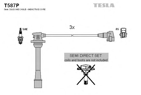 Комплект высоковольтных проводов TESLA T587P