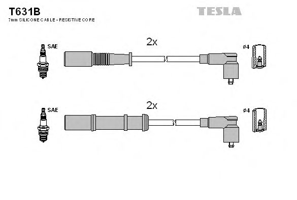 Комплект высоковольтных проводов TESLA T631B