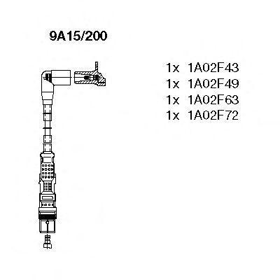 Комплект высоковольтных проводов BREMI 9A15/200