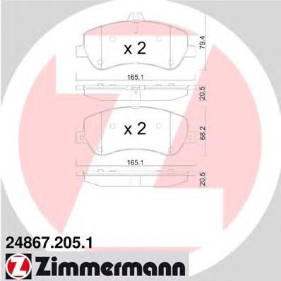 Тормозные колодки ZIMMERMANN 24867.205.1 - Фото 1