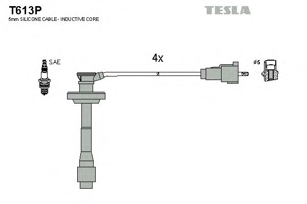 Комплект высоковольтных проводов TESLA T613P