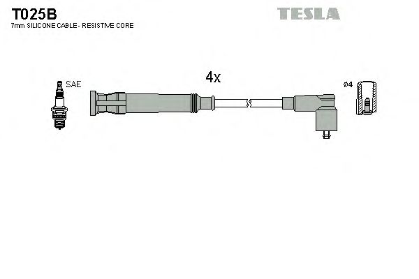 Комплект высоковольтных проводов TESLA T025B