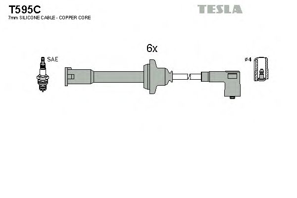 Комплект высоковольтных проводов TESLA T595C