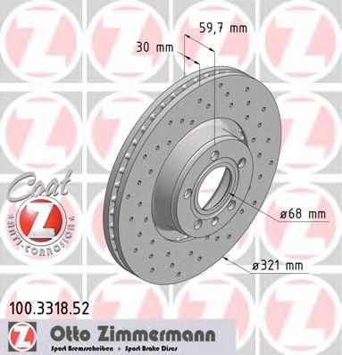 Тормозной диск ZIMMERMANN 100.3318.52 - Фото 1