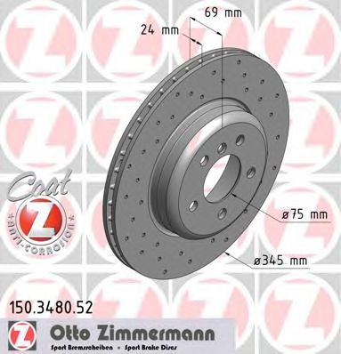 Тормозной диск ZIMMERMANN 150.3480.52 - Фото 1