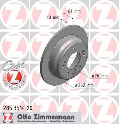 Тормозной диск ZIMMERMANN 285.3514.20 - Фото 1